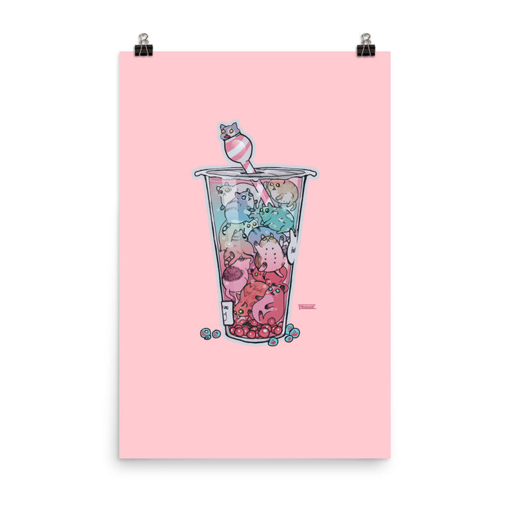 Bubble Tea Kittens | Premium Luster Poster 24x36