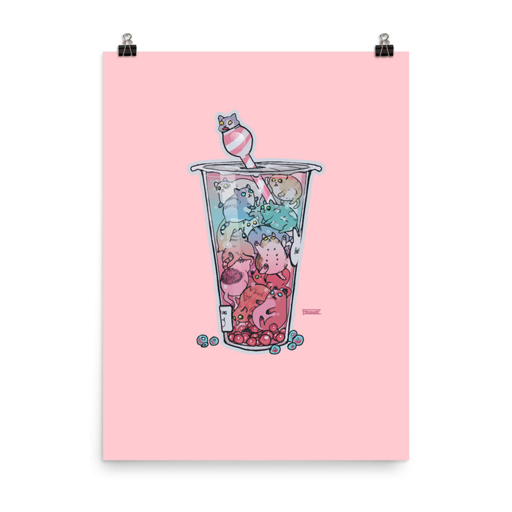 Bubble Tea Kittens | Matt Poster 18x24